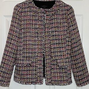 Ann Taylor Tweed Blazer with Multicolor Pattern